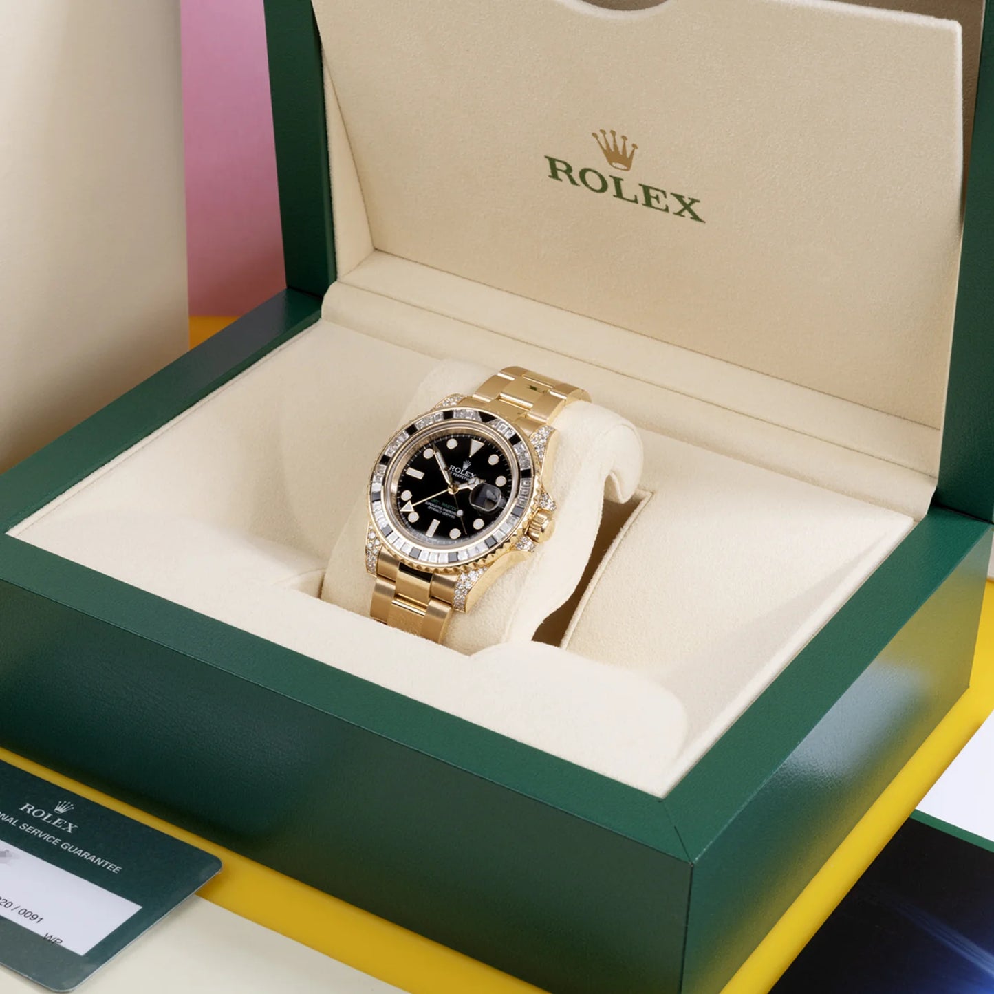 GMT Master II 18k Yellow Gold Diamond Black Sapphire 116758SANR