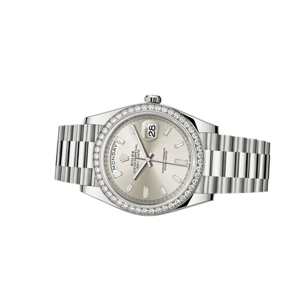 Day-Date 40mm Silver Dial 18 kt White Gold Diamonds 228349RBR-0001