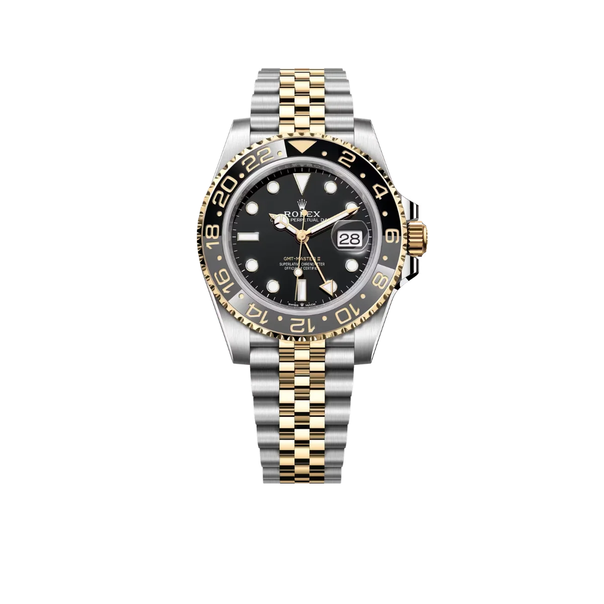 GMT-Master II  40mm Stainless Steel Yellow Gold Black Dial Jubilee 126713GRNR-0001