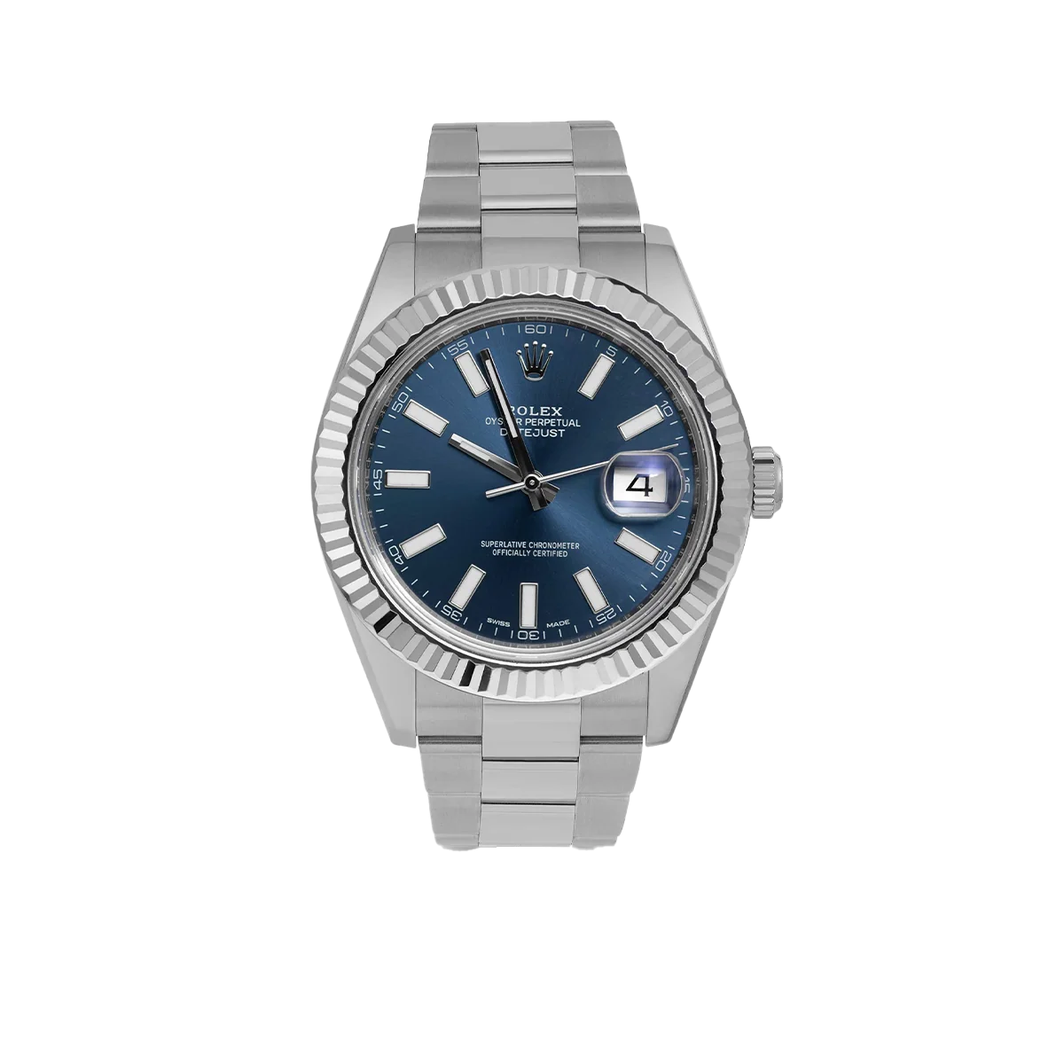 Datejust 116334 Fluted Bezel Watch 41mm Blue Index Dial