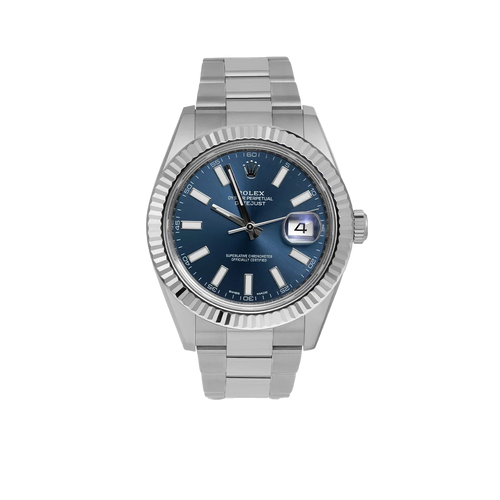 Datejust 116334 Fluted Bezel Watch 41mm Blue Index Dial