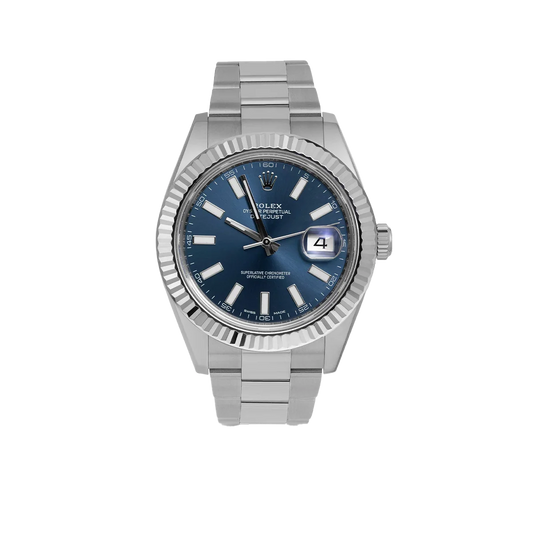 Datejust 116334 Fluted Bezel Watch 41mm Blue Index Dial