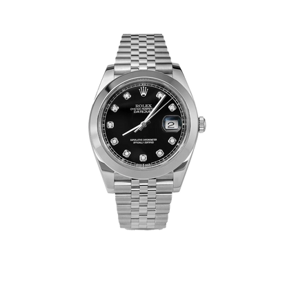 Datejust 126300 Smooth Bezel Watch 41mm Black Diamond Dial