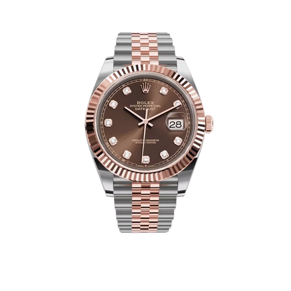 Datejust 41MM 126331 Chocolate Diamond Dial Fluted Bezel Two Tone Rose Gold Jubilee Bracelet