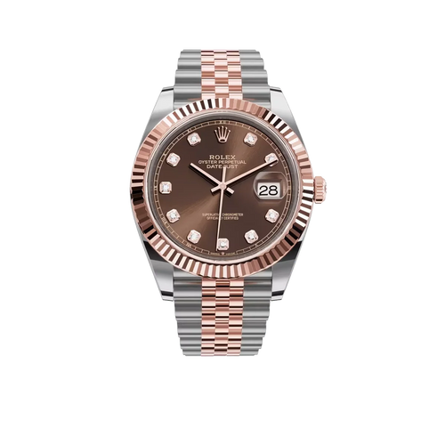 Datejust 41MM 126331 Chocolate Diamond Dial Fluted Bezel Two Tone Rose Gold Jubilee Bracelet