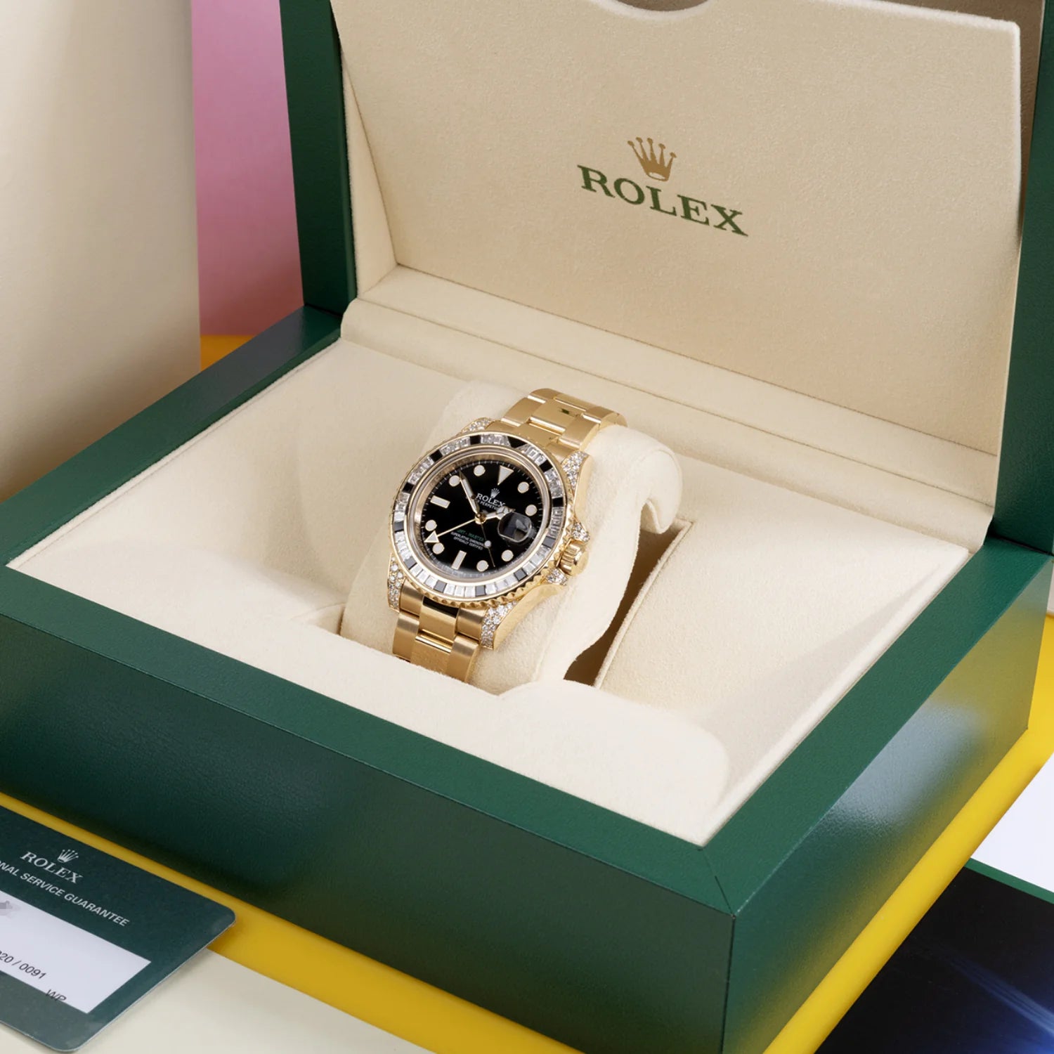 GMT Master II 18k Yellow Gold Diamond Black Sapphire 116758SANR