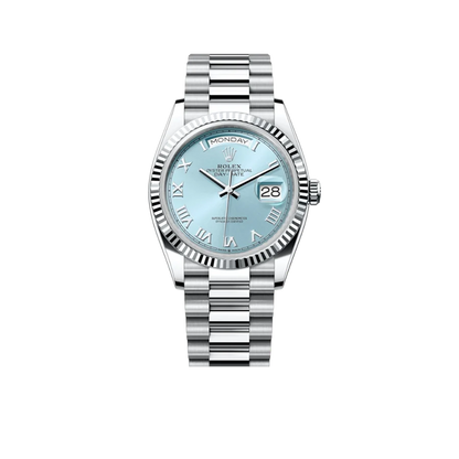 President Day-Date 36mm Platinum Ice Blue Mens Watch 128236-0008