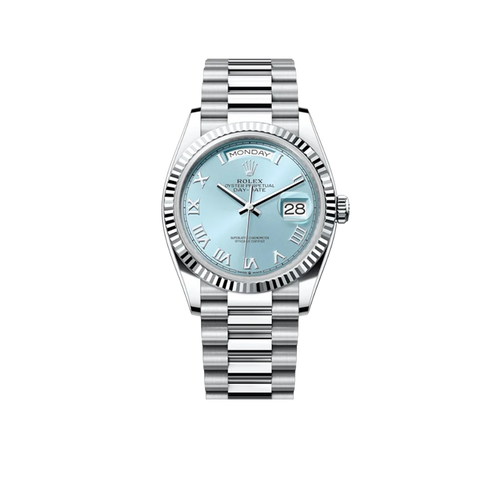 President Day-Date 36mm Platinum Ice Blue Mens Watch 128236-0008