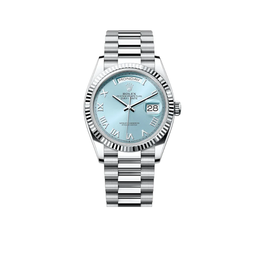 President Day-Date 36mm Platinum Ice Blue Mens Watch 128236-0008