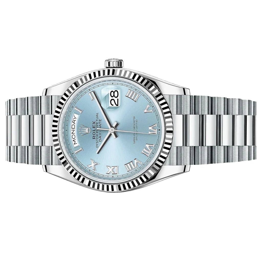 President Day-Date 36mm Platinum Ice Blue Mens Watch 128236-0008