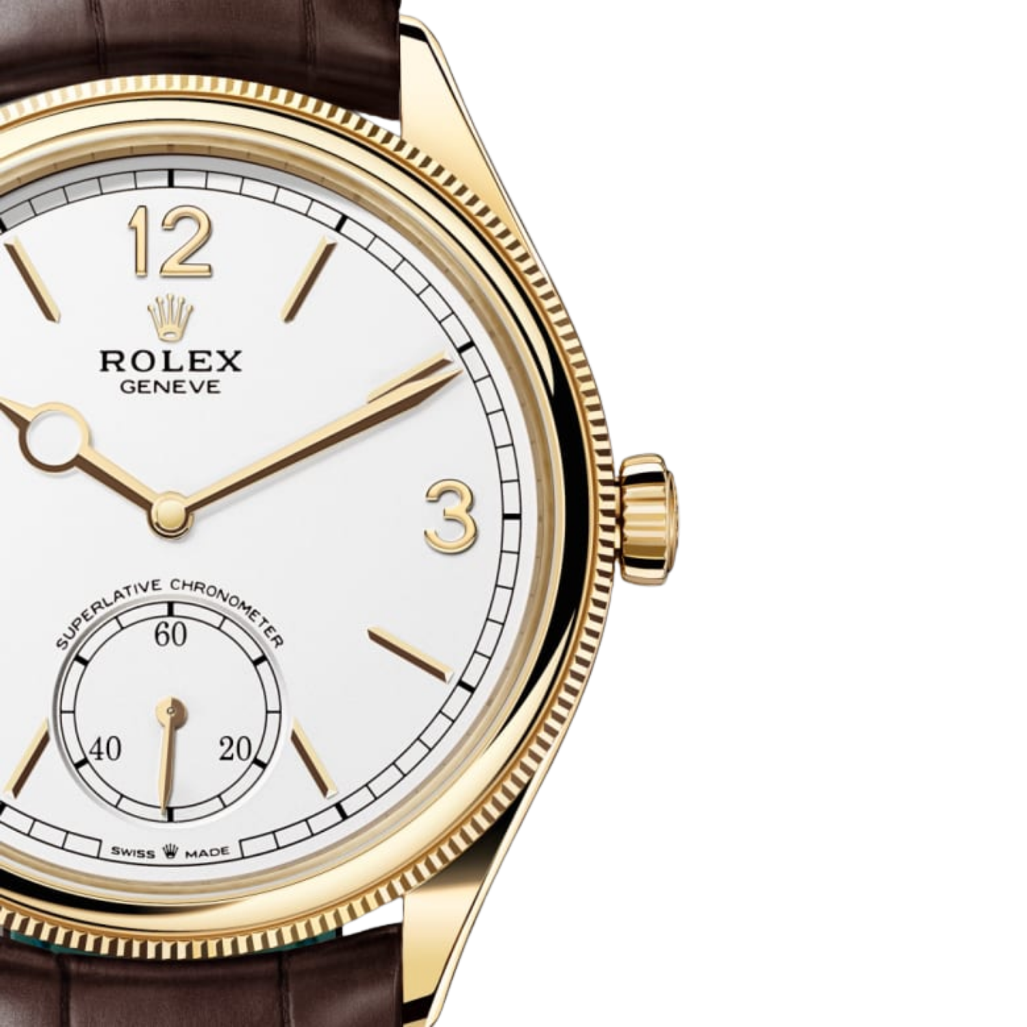 Perpetual 1908 39mm Yellow Gold White Dial Brown Alligator Leather Strap m52508-0006