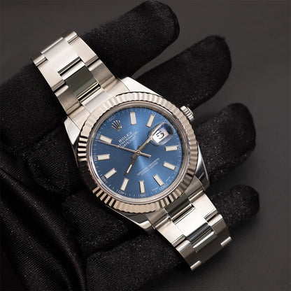 Datejust 116334 Fluted Bezel Watch 41mm Blue Index Dial