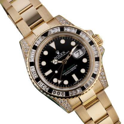 GMT Master II 18k Yellow Gold Diamond Black Sapphire 116758SANR