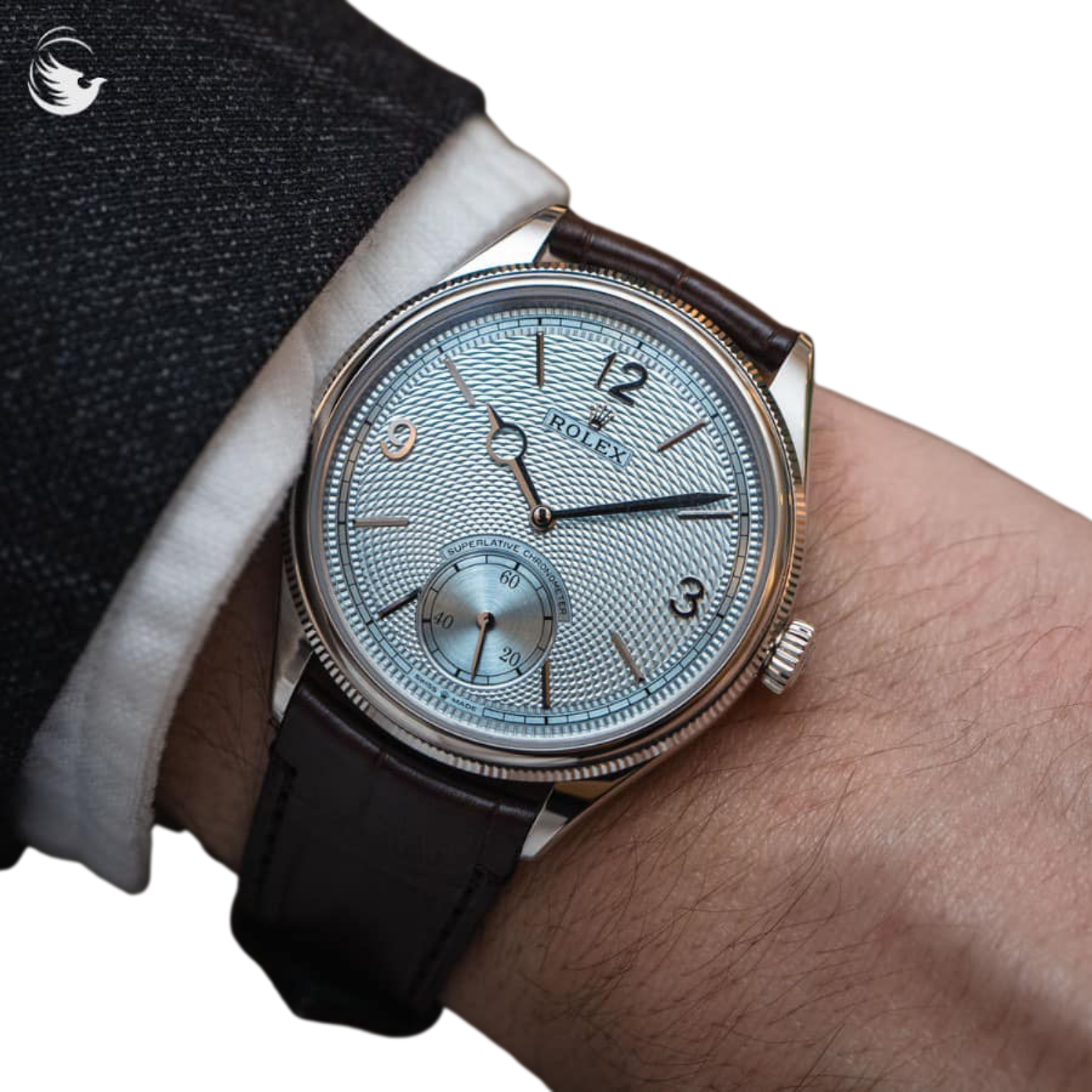 Perpetual 1908 39mm White Gold Platinum Ice Blue Dial Black Alligator Leather Strap m52506-0003