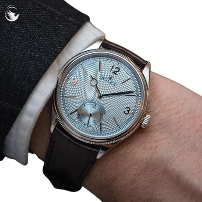 Perpetual 1908 39mm White Gold Platinum Ice Blue Dial Black Alligator Leather Strap m52506-0003