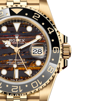 GMT-Master II 40mm Yellow Gold Tiger Iron Dial Jubilee 126718GRNR