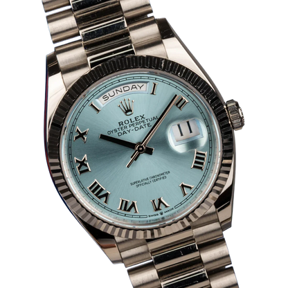 President Day-Date 36mm Platinum Ice Blue Mens Watch 128236-0008