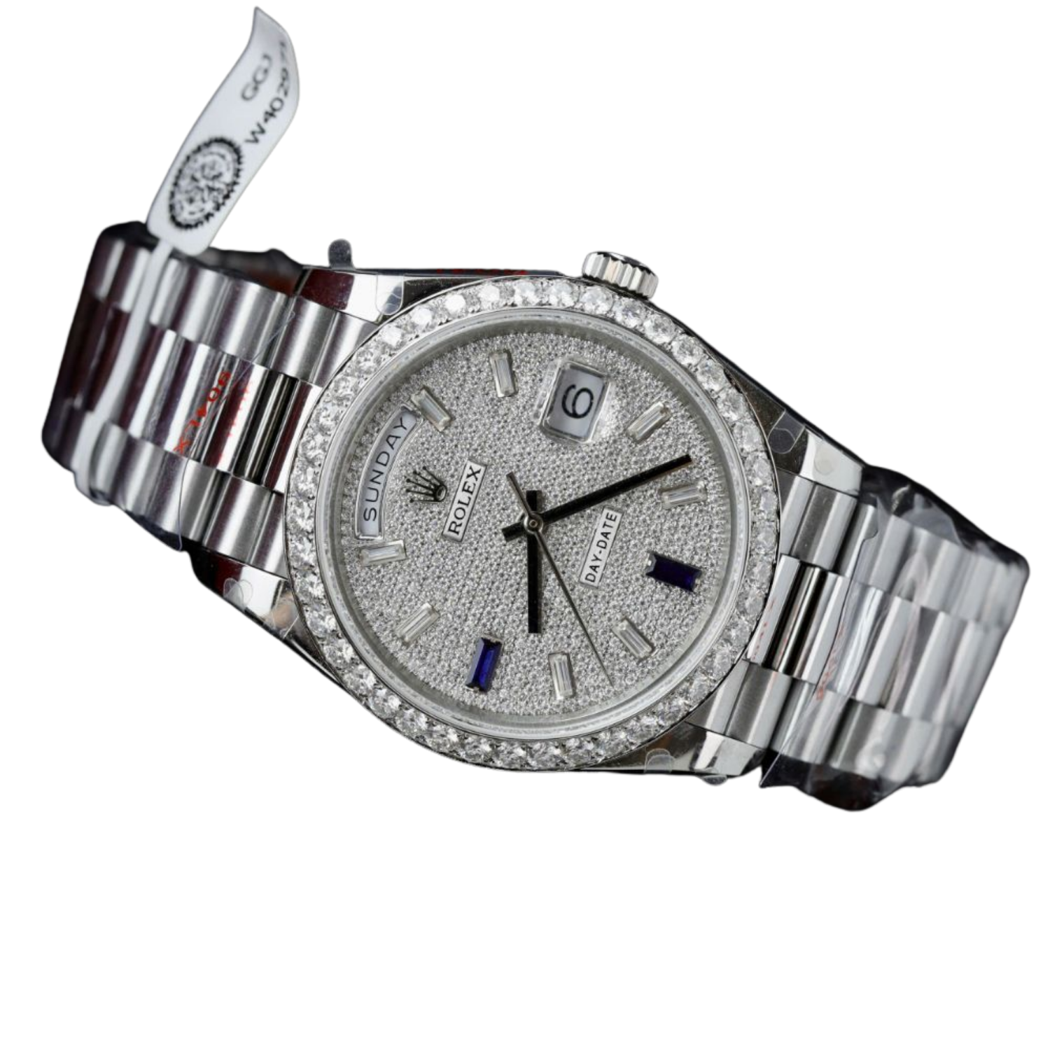 Day-Date 40 President White Gold Diamond Paved Dial with Sapphires 228349RBR