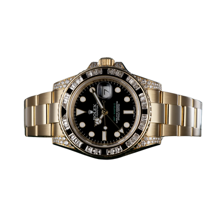 GMT Master II 18k Yellow Gold Diamond Black Sapphire 116758SANR