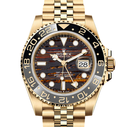 GMT-Master II 40mm Yellow Gold Tiger Iron Dial Jubilee 126718GRNR