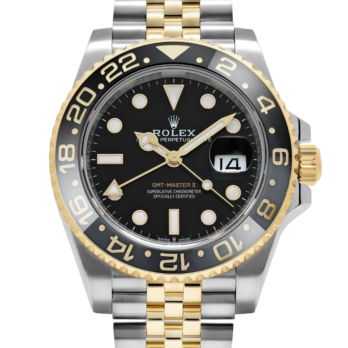 GMT-Master II  40mm Stainless Steel Yellow Gold Black Dial Jubilee 126713GRNR-0001
