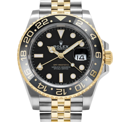 GMT-Master II  40mm Stainless Steel Yellow Gold Black Dial Jubilee 126713GRNR-0001