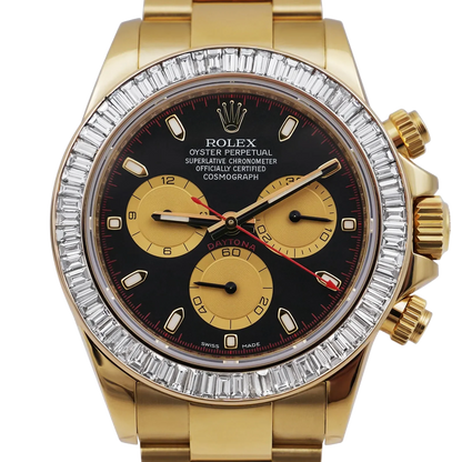 Rolex Daytona 116508 40mm 18ct Yellow Gold Black Dial Diamond