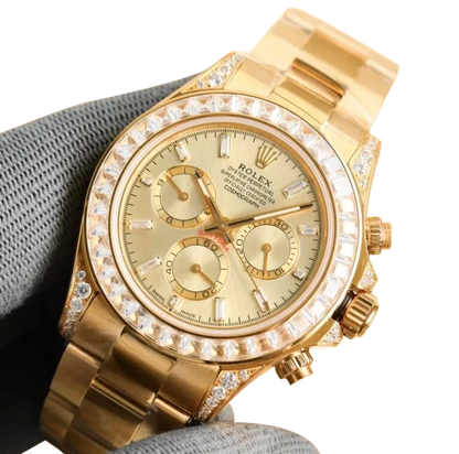 Daytona 18K Yellow Gold Gold Sundust Dial Diamond Bezel Oyster Bracelet 40 mm 126598TBR