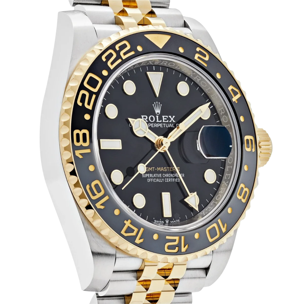 GMT-Master II  40mm Stainless Steel Yellow Gold Black Dial Jubilee 126713GRNR-0001