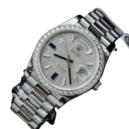 Day-Date 40 President White Gold Diamond Paved Dial with Sapphires 228349RBR