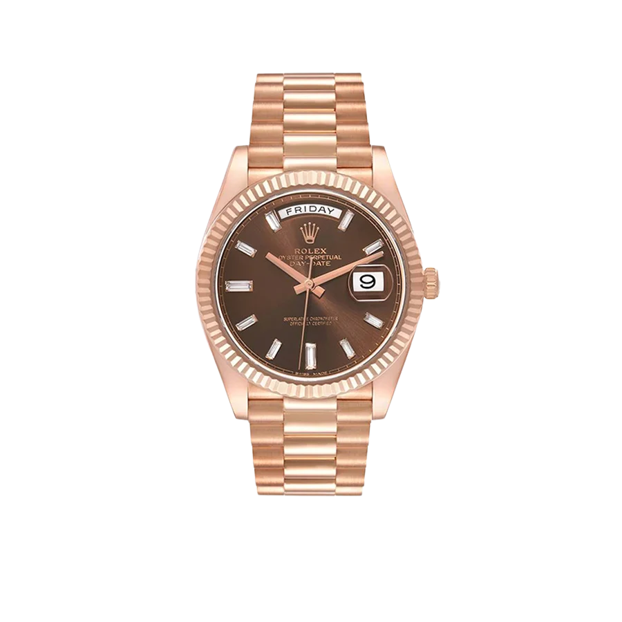 President Day-Date 40mm Rose Gold Chocolate Diamond Watch 228235