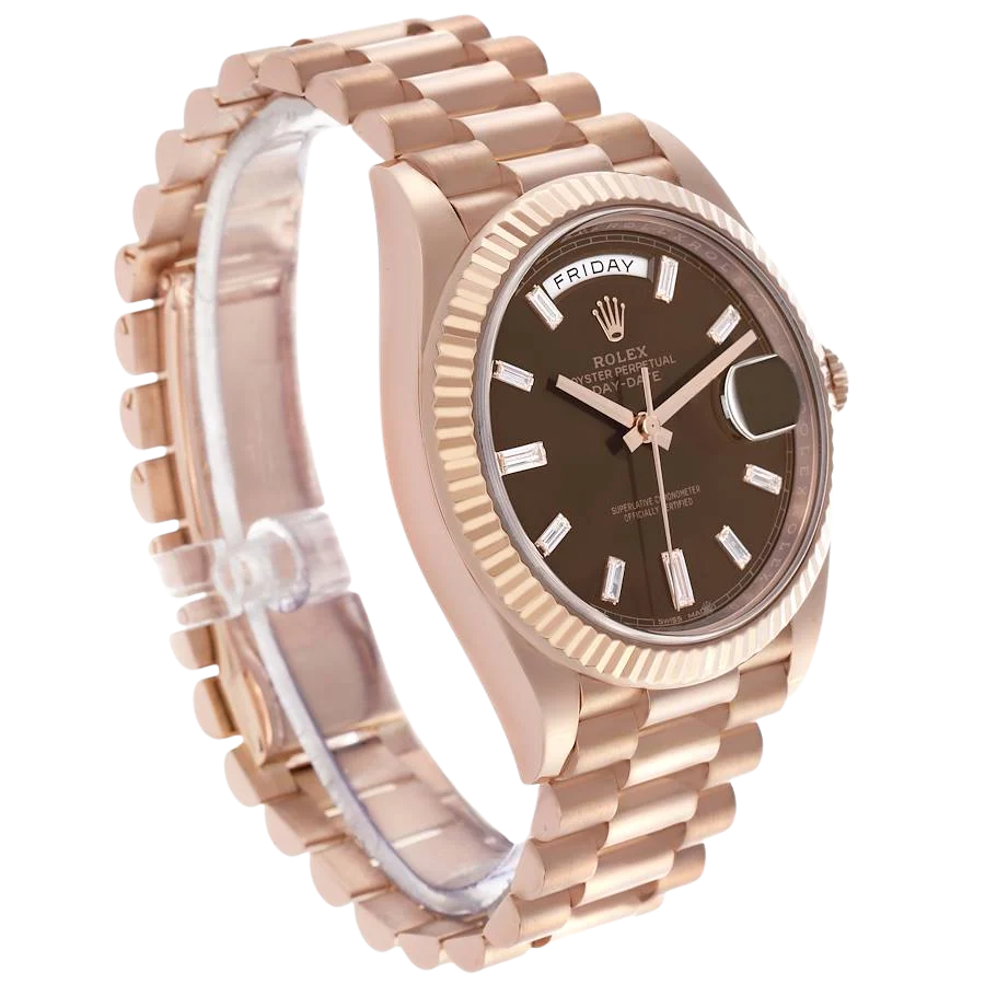 President Day-Date 40mm Rose Gold Chocolate Diamond Watch 228235
