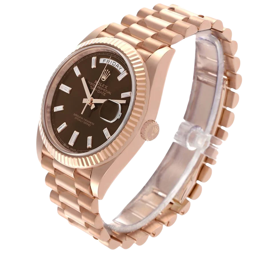 President Day-Date 40mm Rose Gold Chocolate Diamond Watch 228235