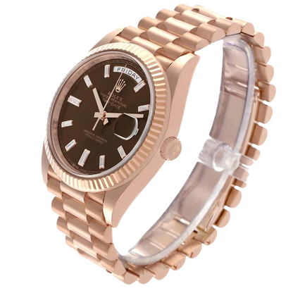 President Day-Date 40mm Rose Gold Chocolate Diamond Watch 228235