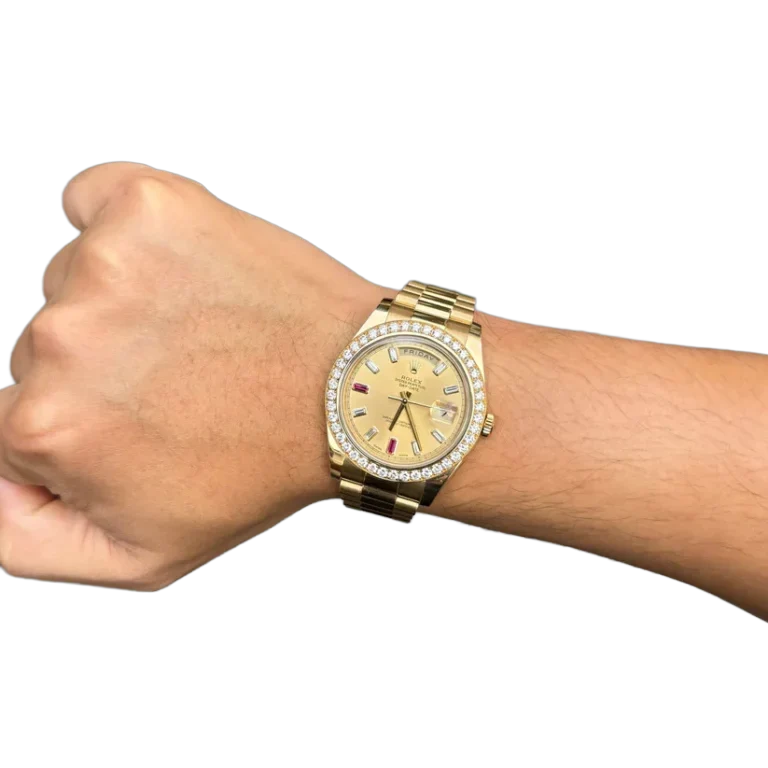 President Day-date II 41mm 218348 18k Yellow Gold Baguette Diamond & Ruby Dial
