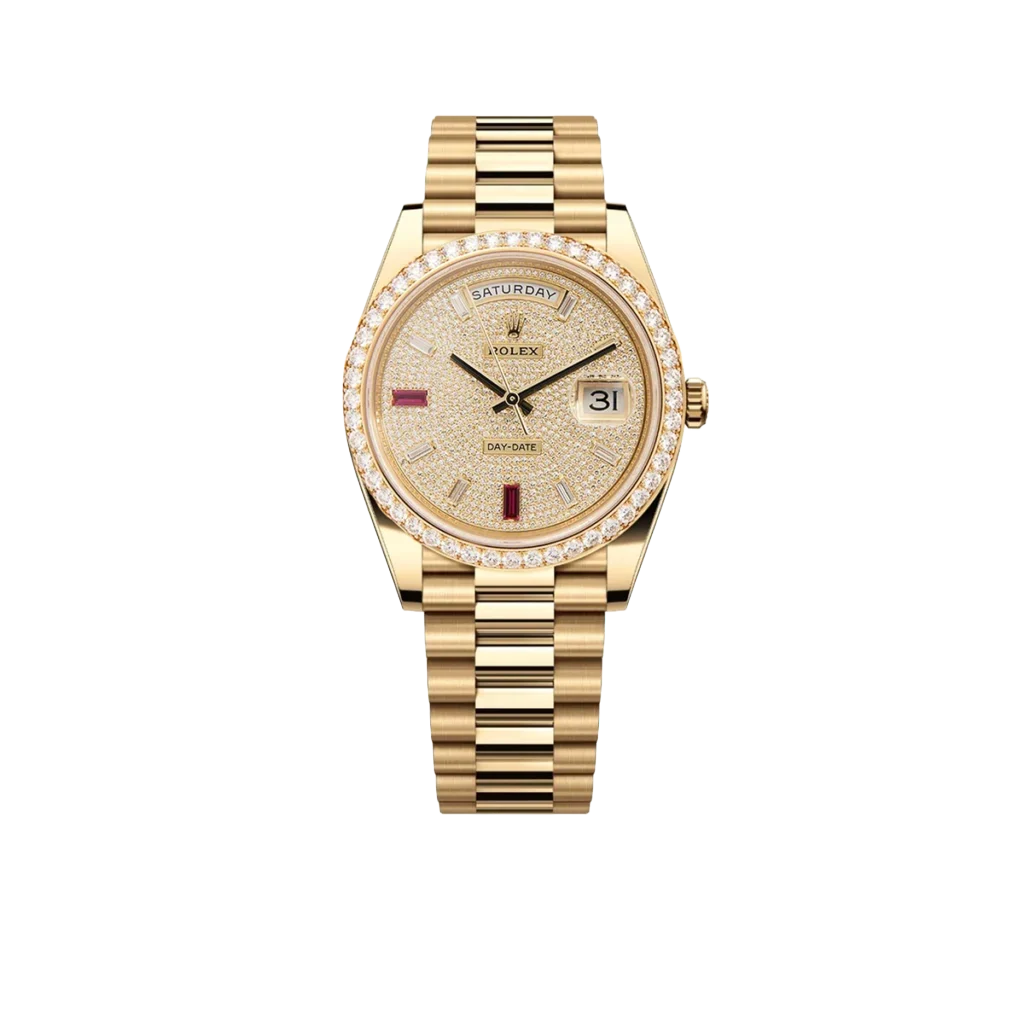 Day-Date 40mm Yellow Gold Diamond Ruby Pave Dial Diamond Bezel 228348RBR
