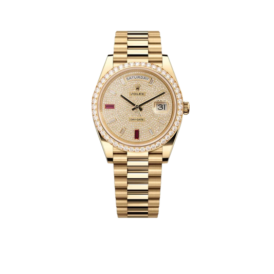 Day-Date 40mm Yellow Gold Diamond Ruby Pave Dial Diamond Bezel 228348RBR