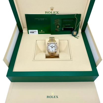 Day-Date 40 228348RBR Yellow Gold Diamond Bezel White Dial