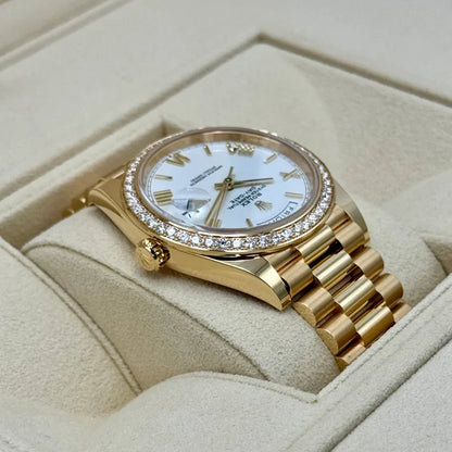 Day-Date 40 228348RBR Yellow Gold Diamond Bezel White Dial