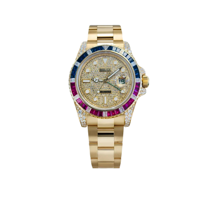 GMT-Master II 40mm Yellow Gold Pepsi Bezel Diamond Set Watch 116718LN