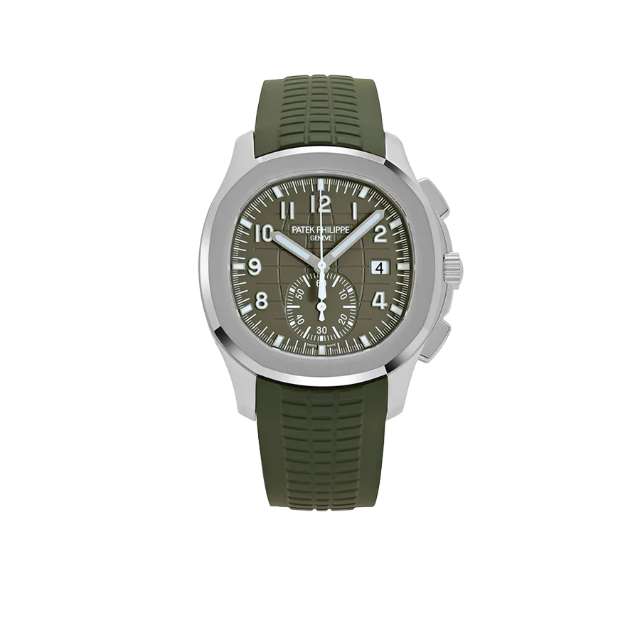 Aquanaut 42mm 5968G-010 Chronograph White Gold Khaki Green Dial