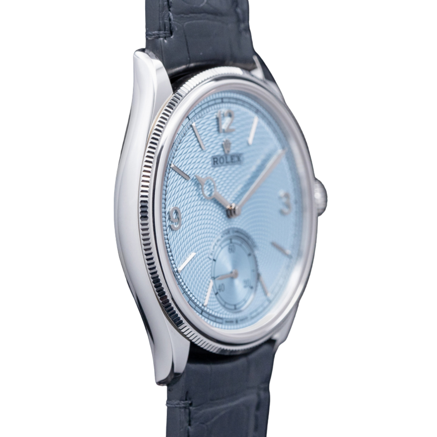Perpetual 1908 39mm White Gold Platinum Ice Blue Dial Black Alligator Leather Strap m52506-0003