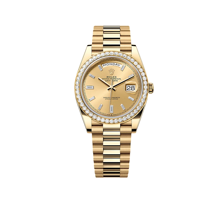 Day-Date 40mm 228348RBR Yellow Gold Diamond Bezel Champagne Diamond Dial