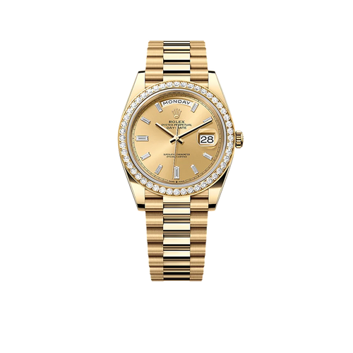 Day-Date 40mm 228348RBR Yellow Gold Diamond Bezel Champagne Diamond Dial