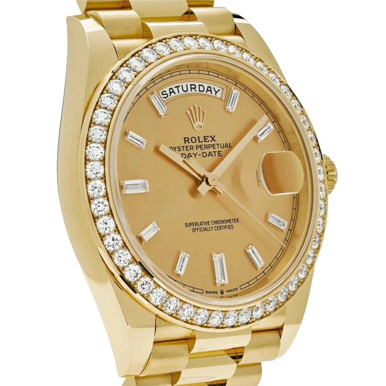 Day-Date 40mm 228348RBR Yellow Gold Diamond Bezel Champagne Diamond Dial