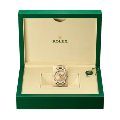 Day-Date 40mm 228348RBR Yellow Gold Diamond Bezel Champagne Diamond Dial
