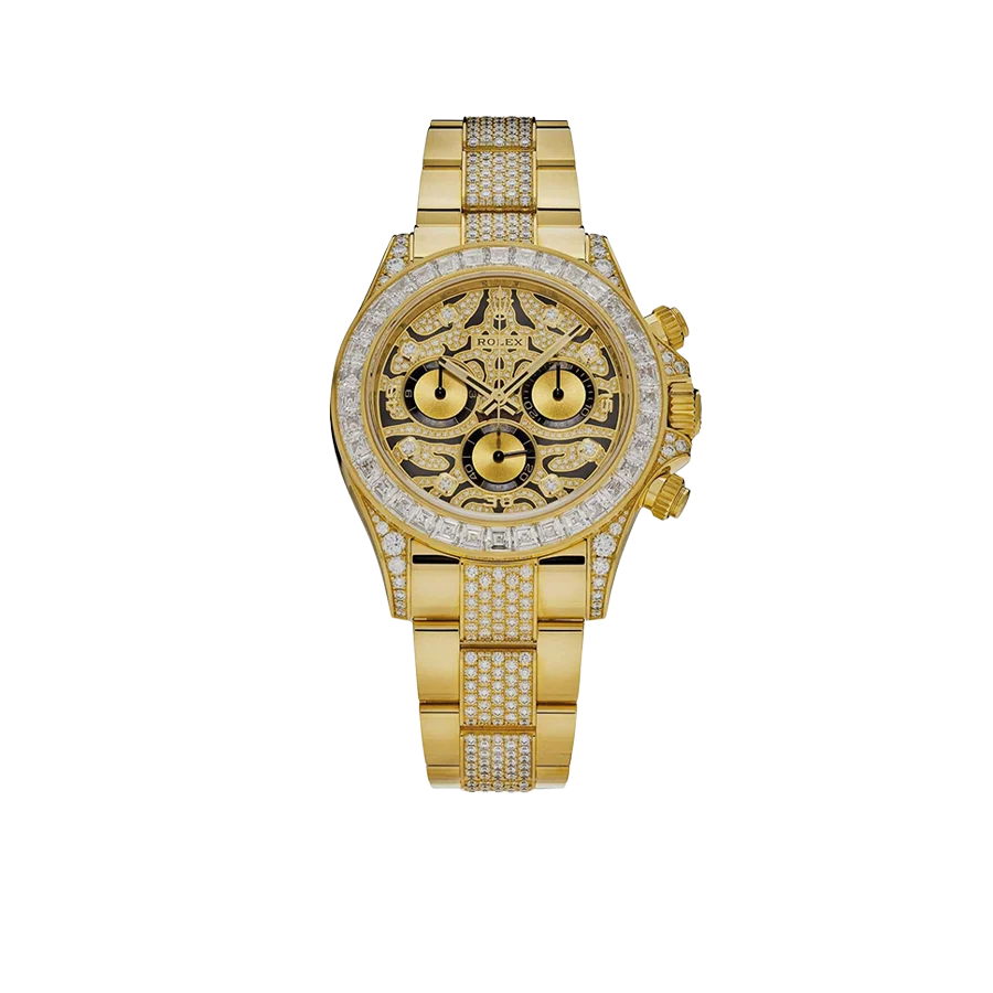 Daytona Eye of the Tiger 116598TBR Yellow Gold Diamond Dial with Diamond Bracelet (Super Clone)