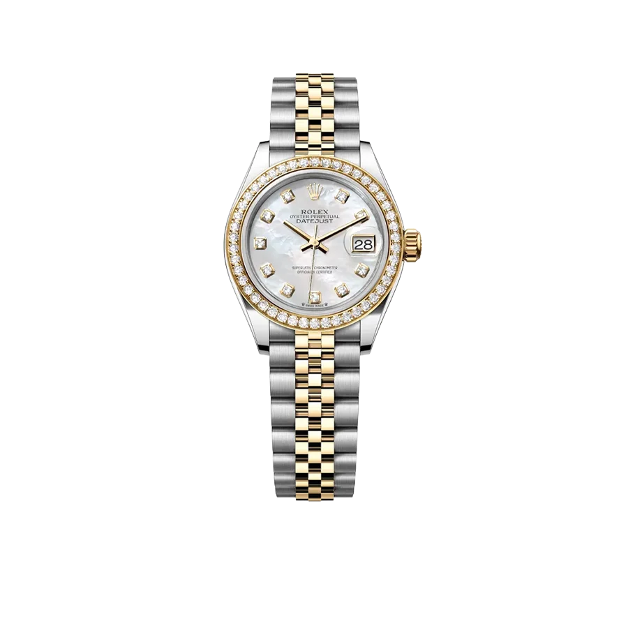 Lady-Datejust 28mm 279383RBR-0019 Oystersteel Mother of Pearl Diamond Dial Diamond Bezel Jubilee