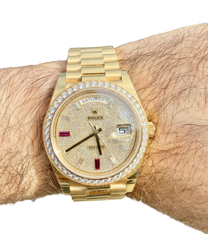 Day-Date 40mm Yellow Gold Diamond Ruby Pave Dial Diamond Bezel 228348RBR