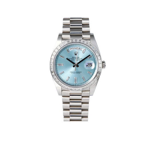 Day-Date 40mm Ice Blue Dial Baguette Set Bezel 228396TBR